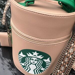 Starbucks Beige and Green Cosmetic Bag